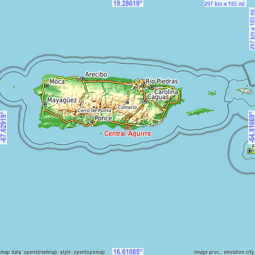 Topographic map of Central Aguirre