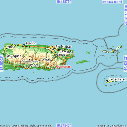 Topographic map of Comunas
