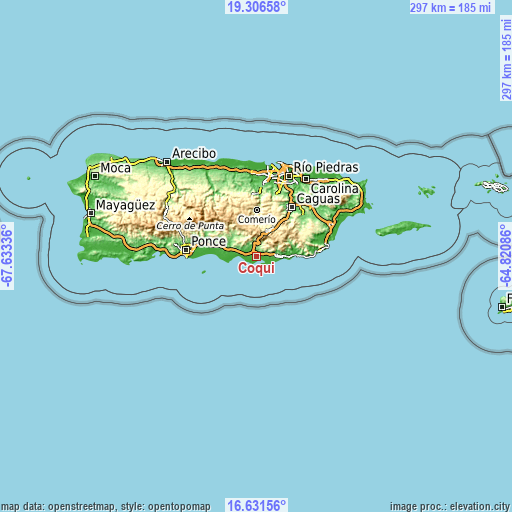 Topographic map of Coquí