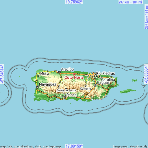 Topographic map of Coto Norte