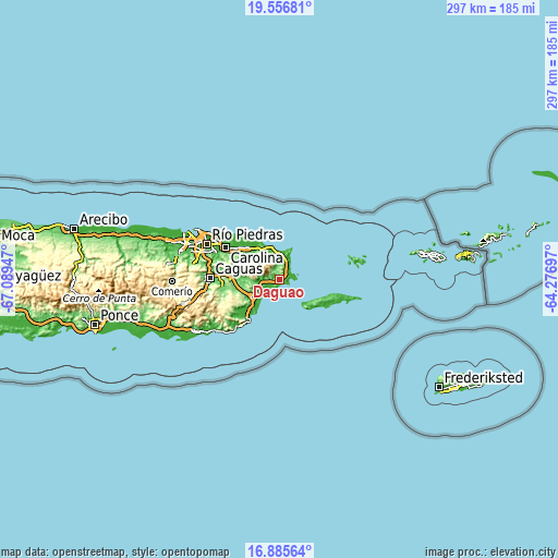 Topographic map of Daguao