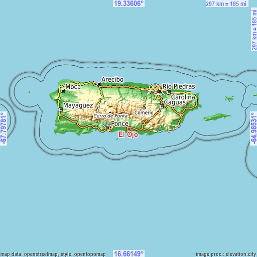 Topographic map of El Ojo