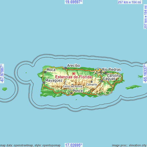 Topographic map of Estancias de Florida
