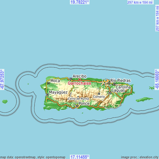 Topographic map of Garrochales