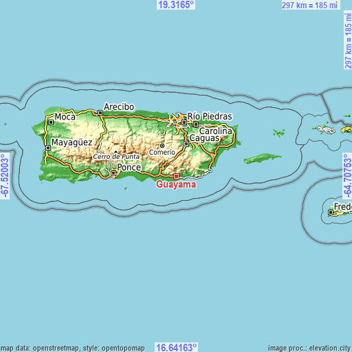 Topographic map of Guayama