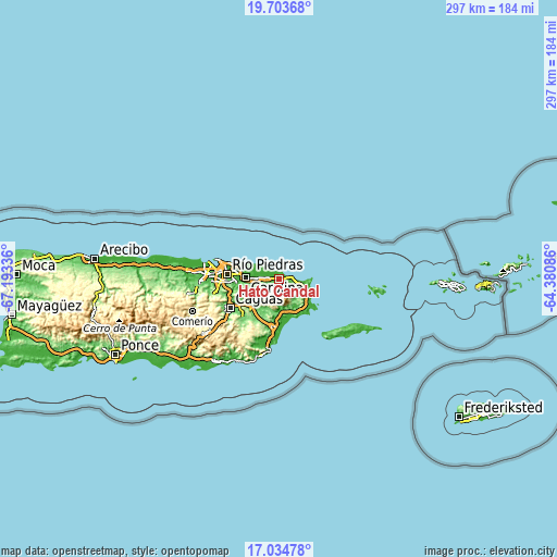 Topographic map of Hato Candal