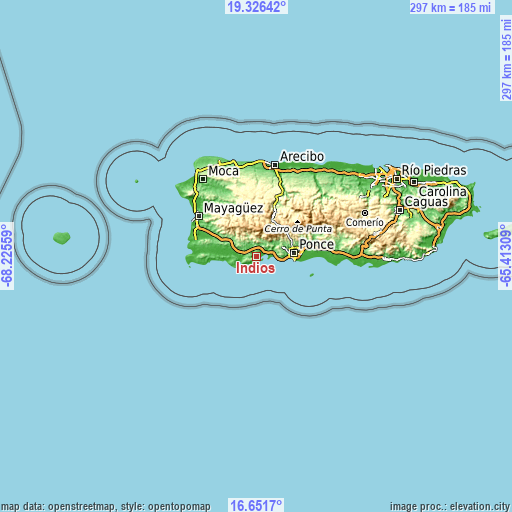 Topographic map of Indios