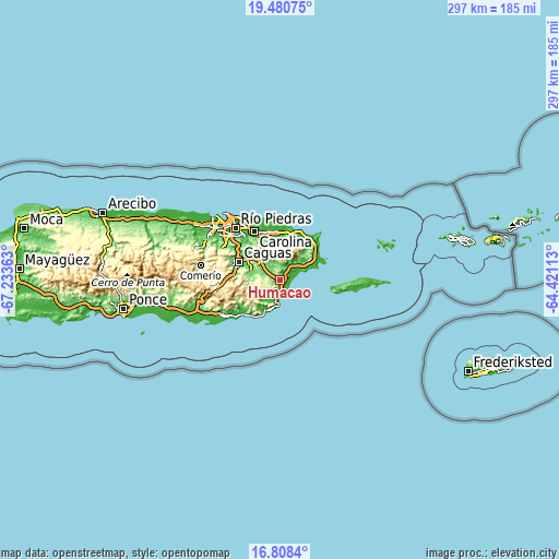 Topographic map of Humacao