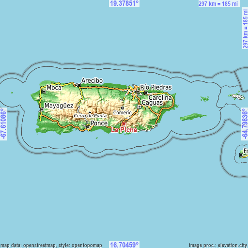 Topographic map of La Plena