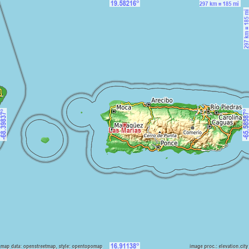 Topographic map of Las Marías