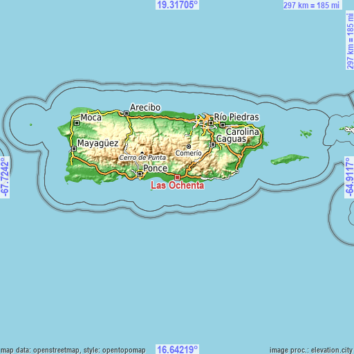Topographic map of Las Ochenta