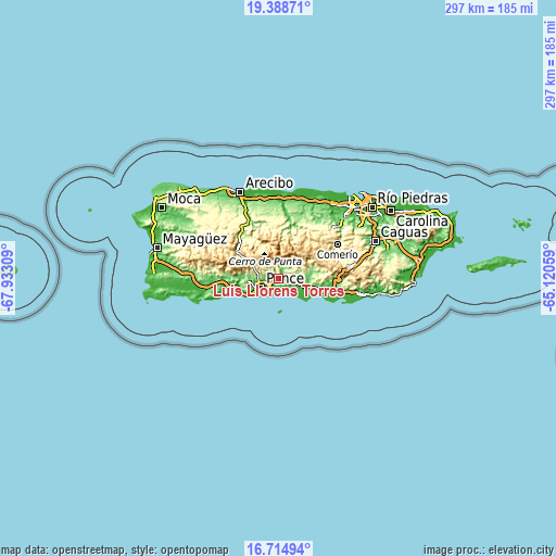 Topographic map of Luis Llorens Torres