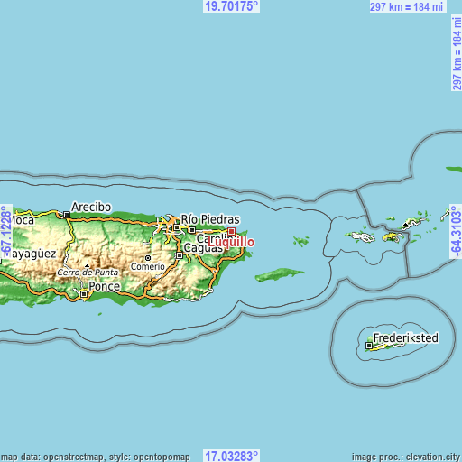 Topographic map of Luquillo