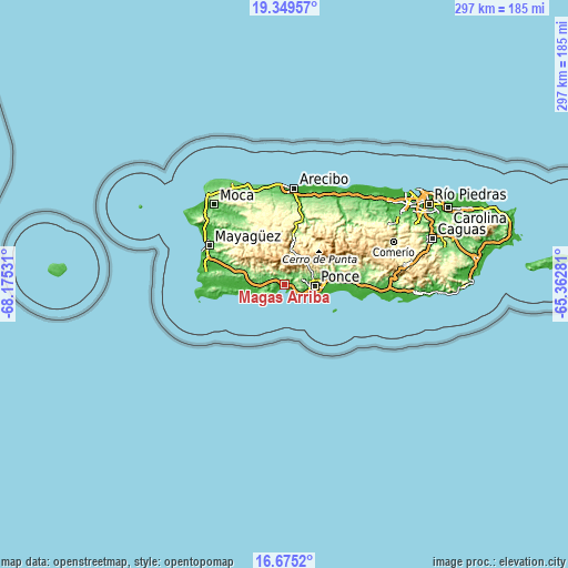 Topographic map of Magas Arriba