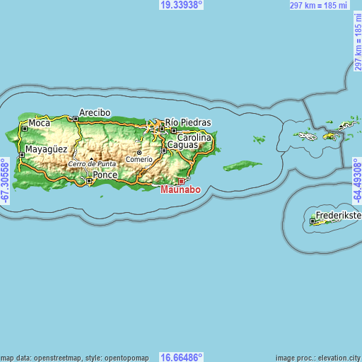 Topographic map of Maunabo