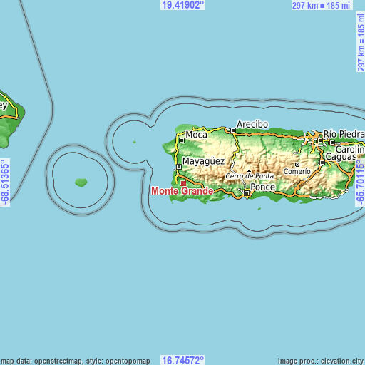 Topographic map of Monte Grande