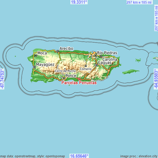 Topographic map of Parcelas Peñuelas
