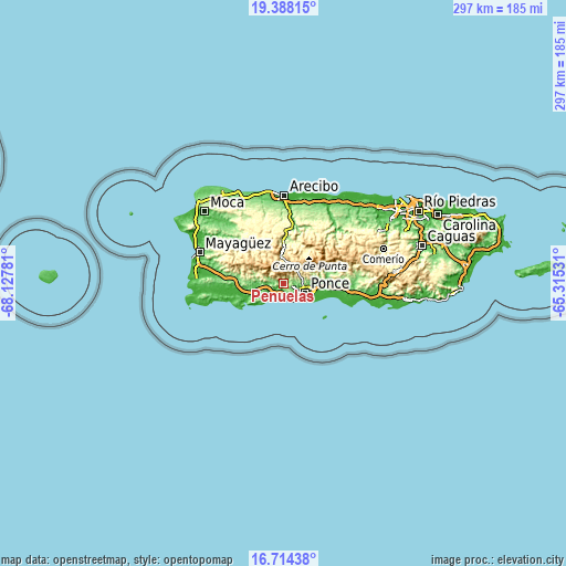 Topographic map of Peñuelas