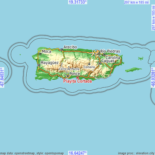 Topographic map of Playita Cortada