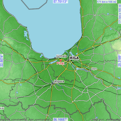 Topographic map of Piņķi