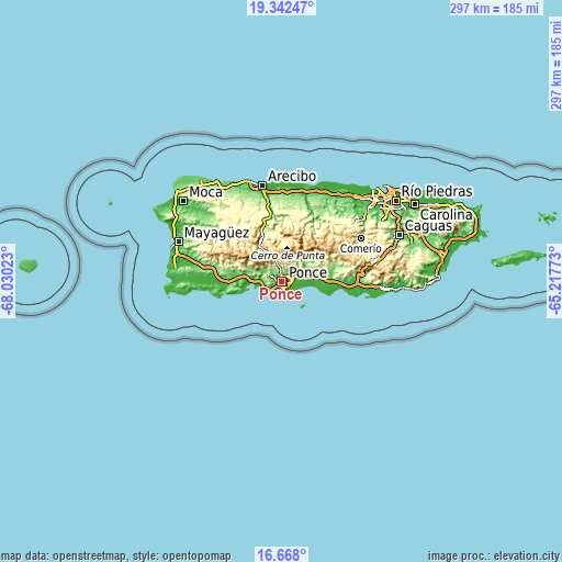 Topographic map of Ponce