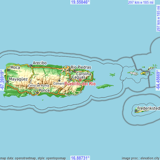 Topographic map of Pueblito del Rio