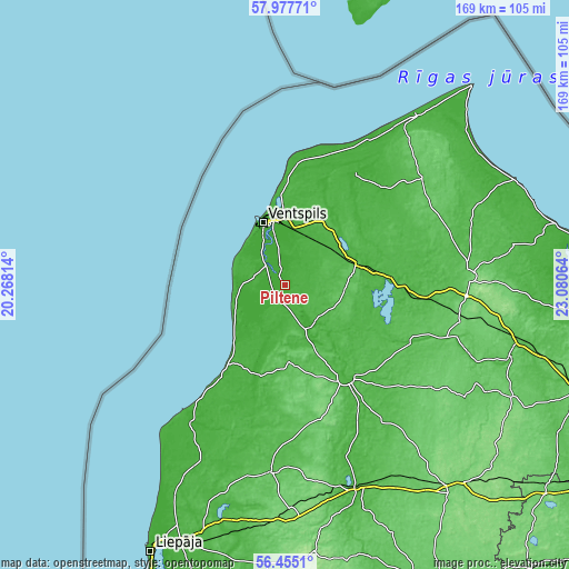 Topographic map of Piltene
