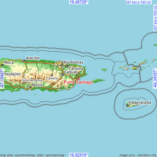 Topographic map of Punta Santiago