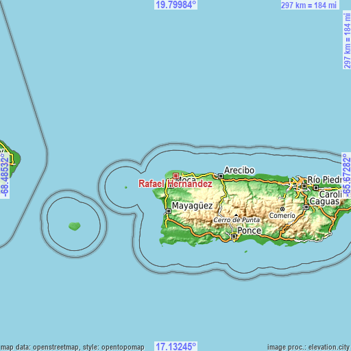 Topographic map of Rafael Hernandez