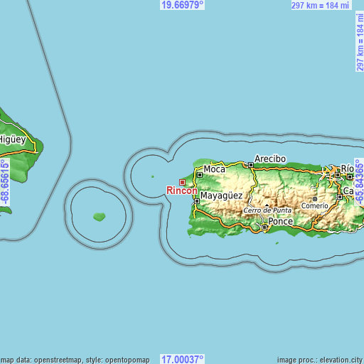 Topographic map of Rincón