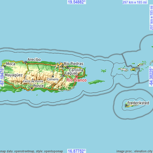 Topographic map of Río Blanco