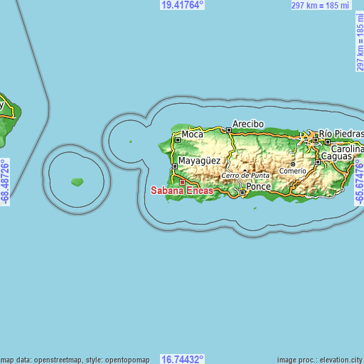 Topographic map of Sabana Eneas