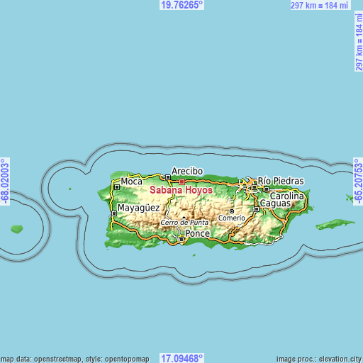 Topographic map of Sabana Hoyos