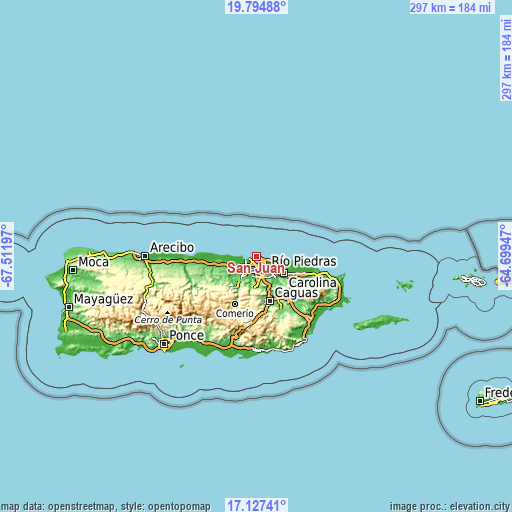Topographic map of San Juan