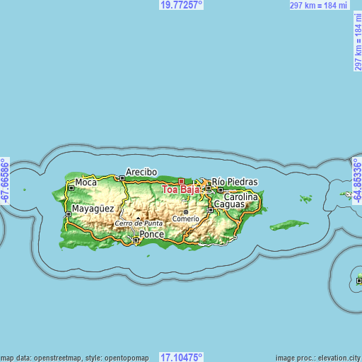 Topographic map of Toa Baja