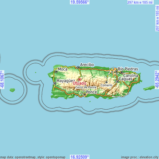 Topographic map of Utuado