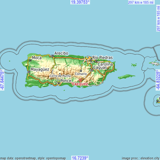 Topographic map of Vázquez