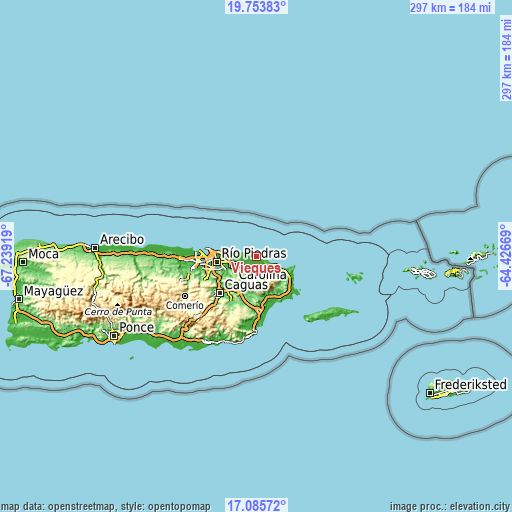 Topographic map of Vieques
