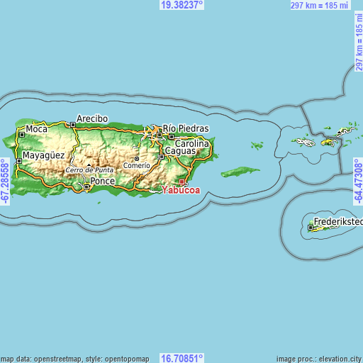Topographic map of Yabucoa