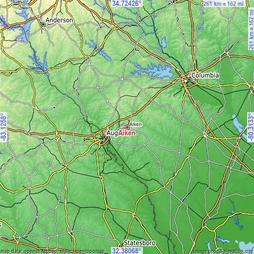 Topographic map of Aiken