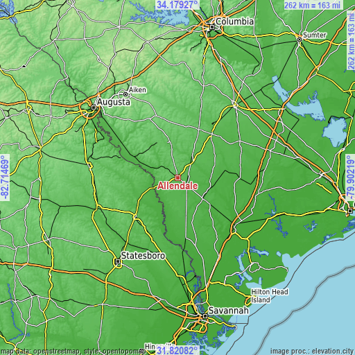 Topographic map of Allendale