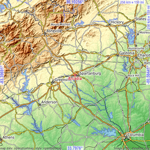 Topographic map of Arcadia