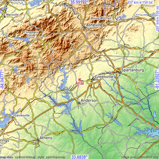 Topographic map of Arial