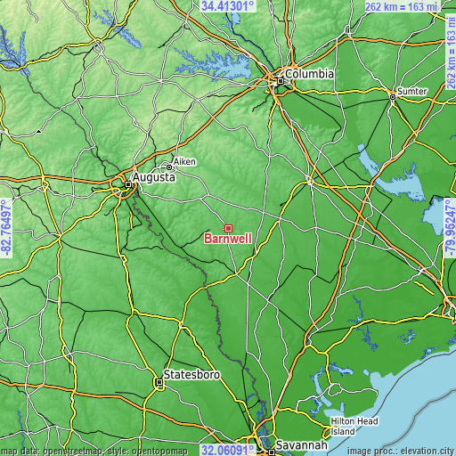 Topographic map of Barnwell