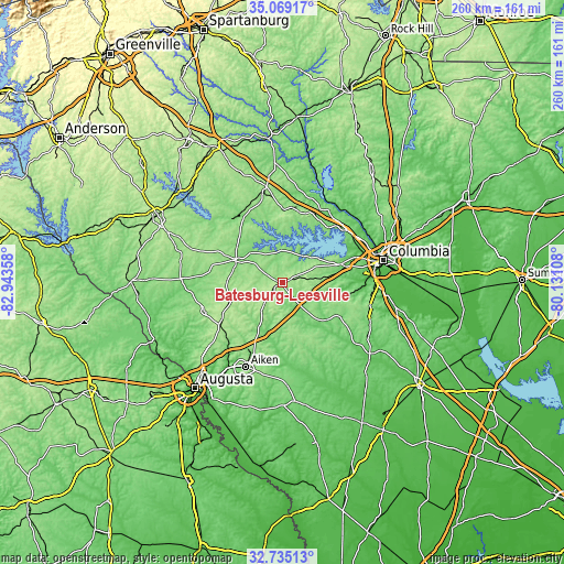 Topographic map of Batesburg-Leesville