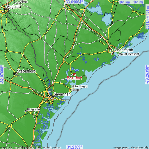 Topographic map of Beaufort