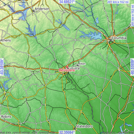 Topographic map of Belvedere