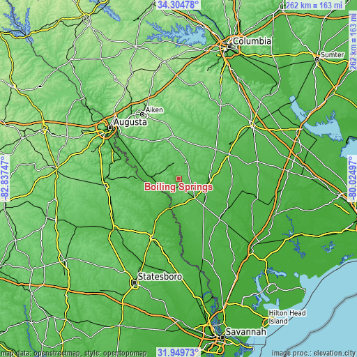 Topographic map of Boiling Springs