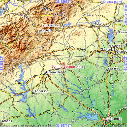 Topographic map of Boiling Springs