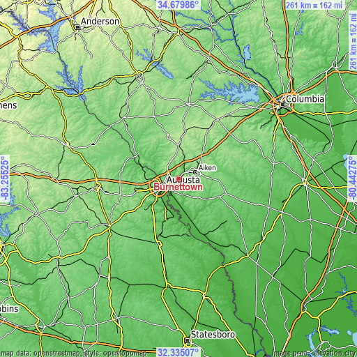 Topographic map of Burnettown